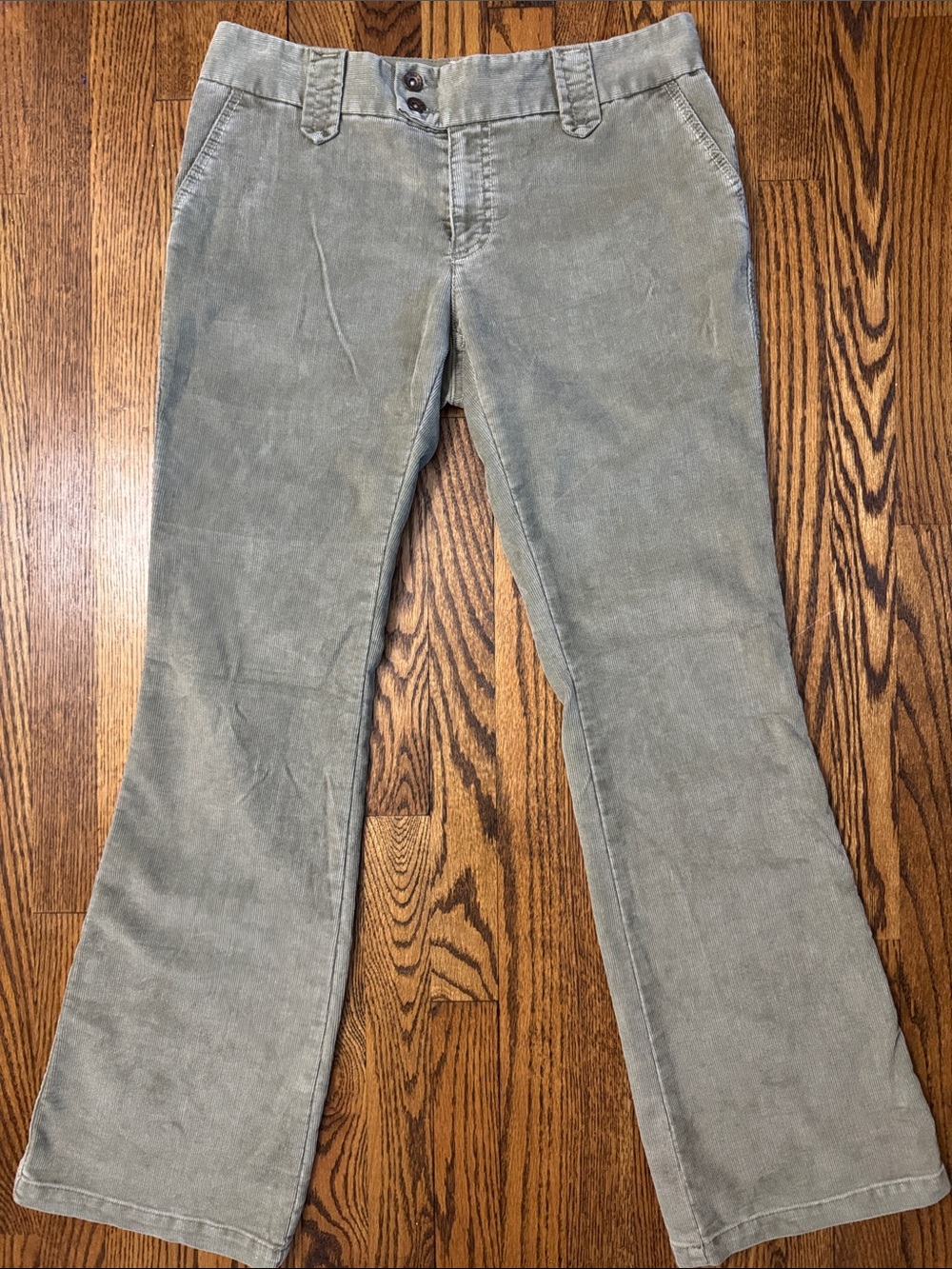 Vintage Y2K GAP Stretch Olive Corduroy Flare Pants Size 8 2006